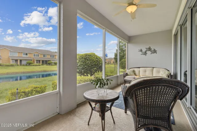 a view of a park with large trees