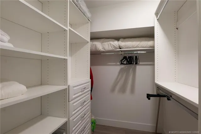 a close view of walk in closet