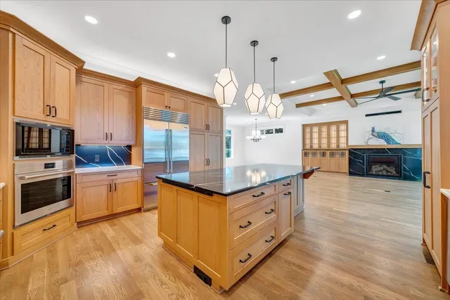 an aerial view of a yard with outdoor seating