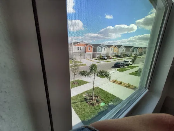a view of a garden from a window