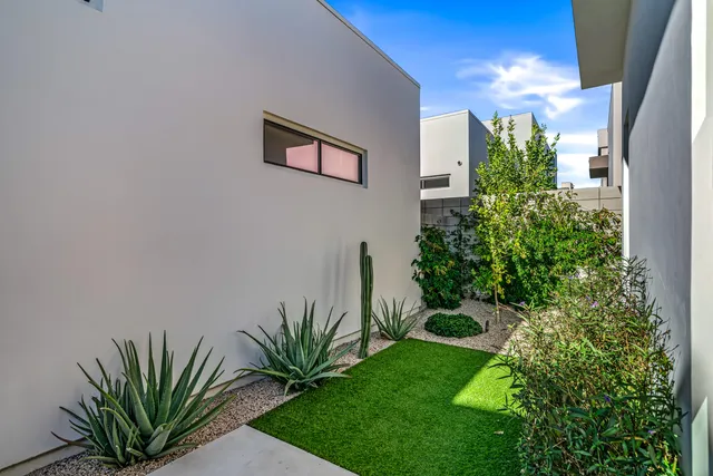 a potted plant sitting in front of a house