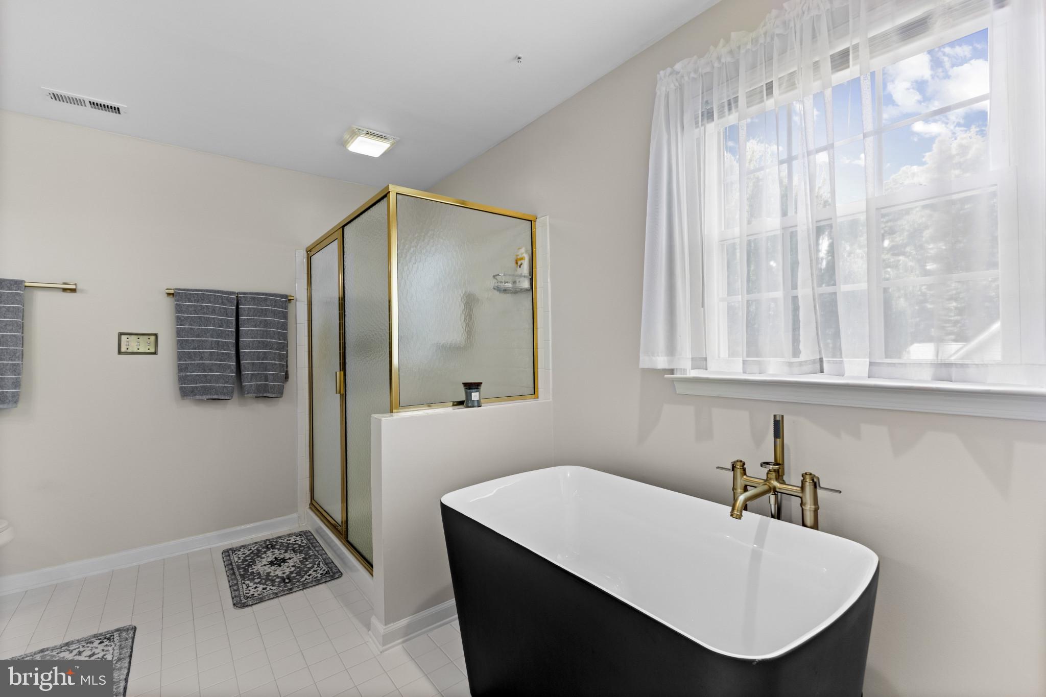 104 Woods Road Chester, MD 21619 - Photo 27 of 38 a bathroom with a sink a shower and a mirror