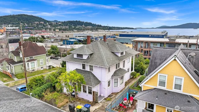 a view of a city with tall buildings