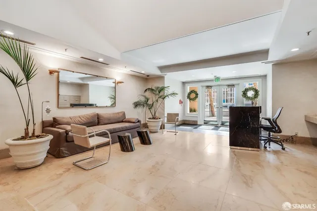 a living room with furniture