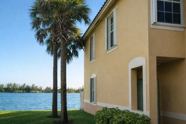 a view of a backyard with large trees and a small yard