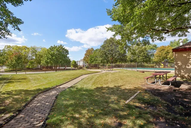a view of a park with slide