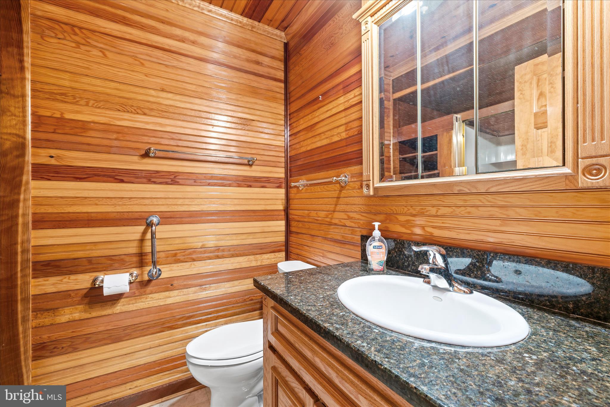 4170 Coulbourn Mill Road Salisbury, MD 21804 - Photo 28 of 47 a bathroom with a granite countertop sink and a mirror