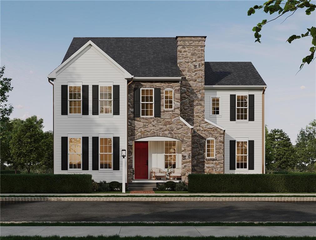 a front view of residential houses