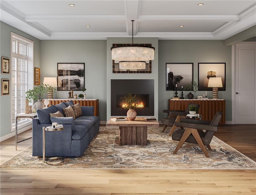 102 Ramsgate Road, Unit WARRINGTON Cranberry Township, PA 16066 - Photo 15 of 42 a living room with furniture and a fireplace