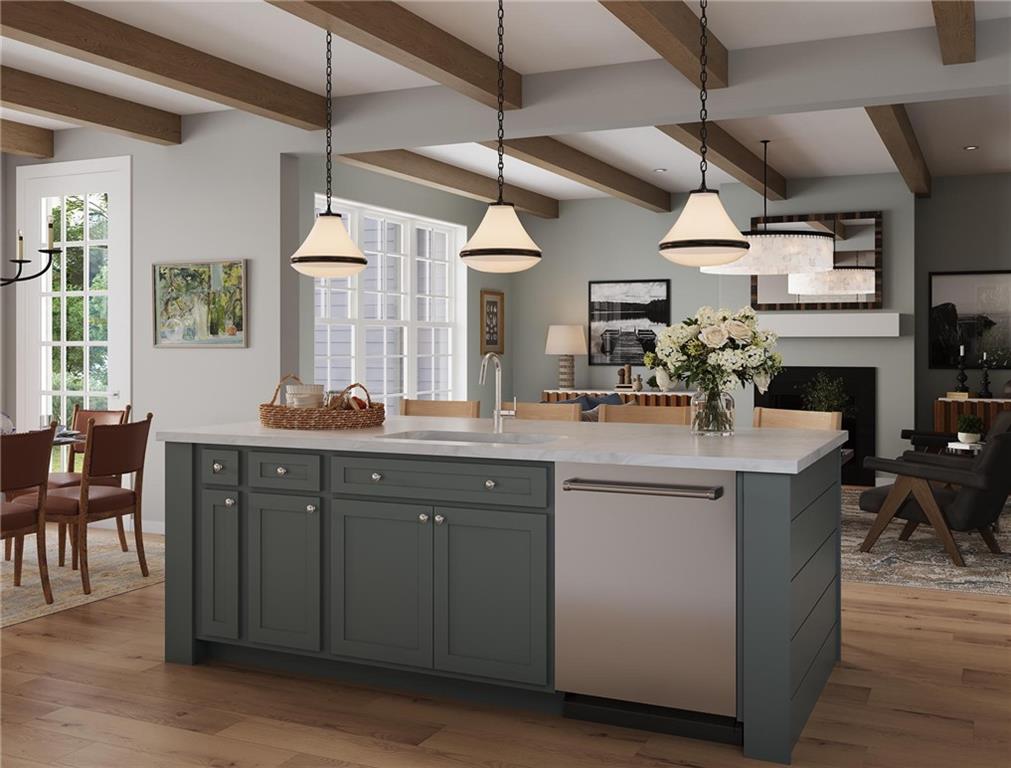 102 Ramsgate Road, Unit WARRINGTON Cranberry Township, PA 16066 - Photo 17 of 42 a kitchen with a sink and chandelier