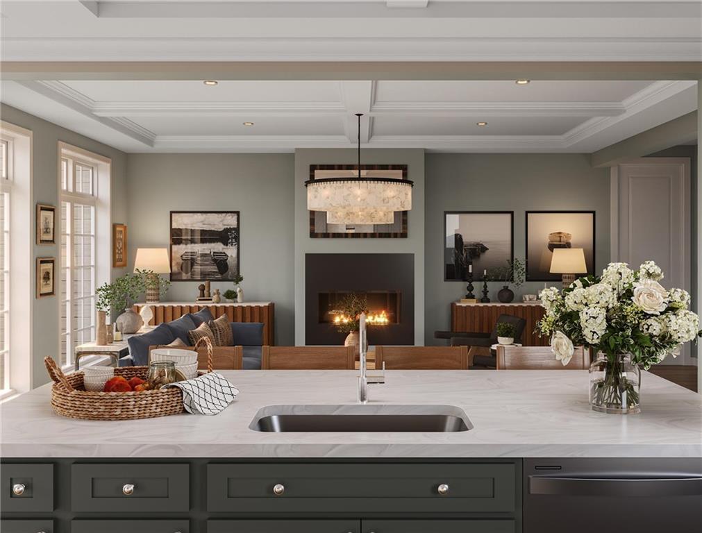 102 Ramsgate Road, Unit WARRINGTON Cranberry Township, PA 16066 - Photo 28 of 42 a view of living room with furniture and chandelier