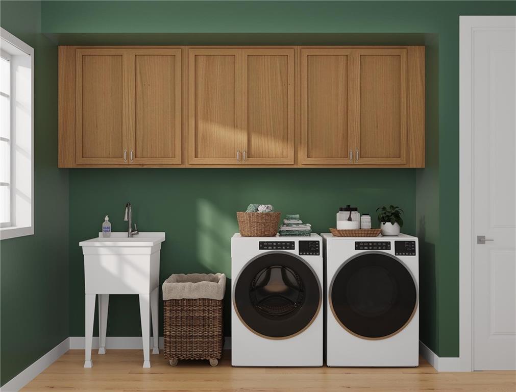 102 Ramsgate Road, Unit WARRINGTON Cranberry Township, PA 16066 - Photo 29 of 42 a utility room with dryer washer and a fridge