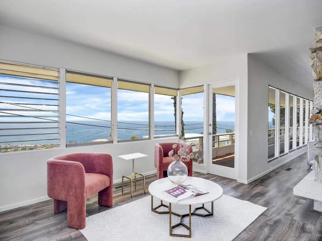 1010 La Jolla Rancho Road La Jolla, CA 92037 - Photo 5 of 35 a living room with furniture and a floor to ceiling window