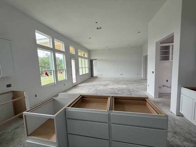 127 Riparian Elms Road Bertram, TX 78605 - Photo 6 of 22 A spacious, luminous open-plan interior awaiting final touches, featuring abundant windows.