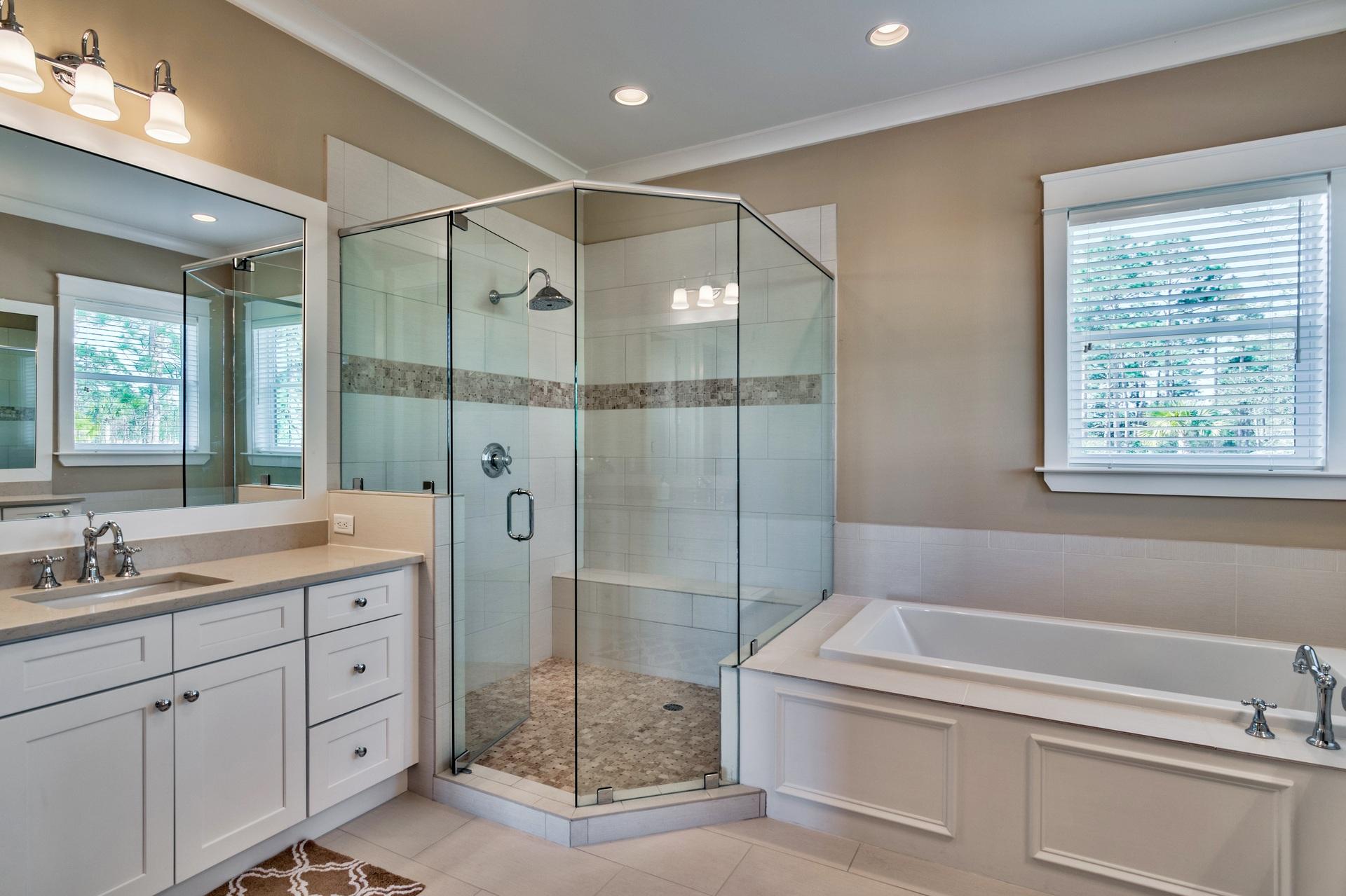 1591 Driftwood Point Road Santa Rosa Beach, FL 32459 - Photo 24 of 50 a bathroom with a granite countertop sink a toilet and shower