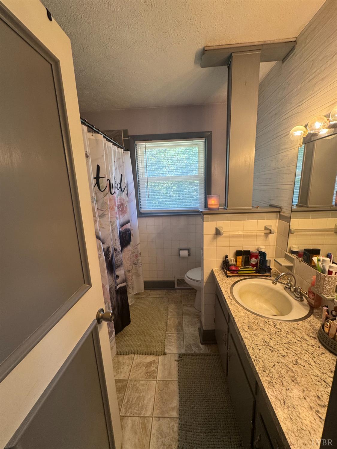 108 Hillside Road Hurt, VA 24563 - Photo 10 of 28 a bathroom with a granite countertop sink a toilet a mirror and vanity
