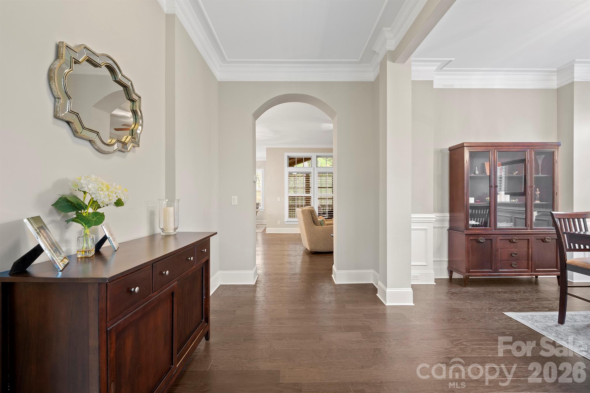 13044 Fen Court Huntersville, NC 28078 - Photo 8 of 43 a view of living room and kitchen with wooden floor