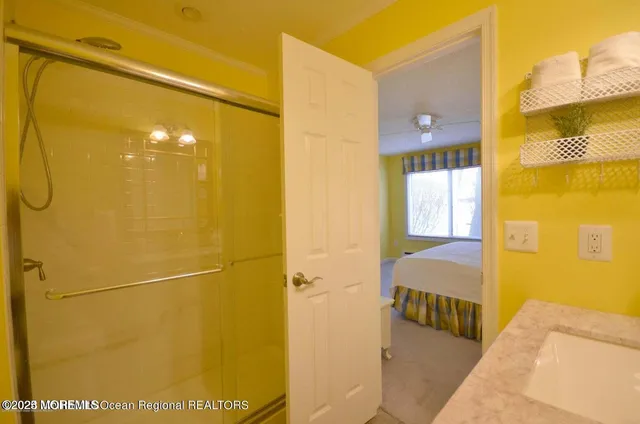 a bathroom with a shower