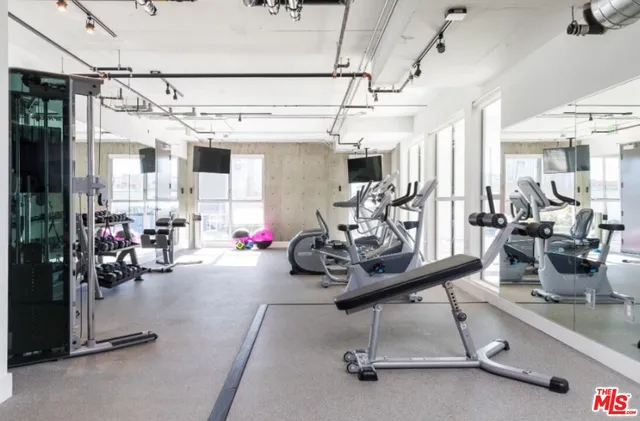 a view of a room with gym equipment