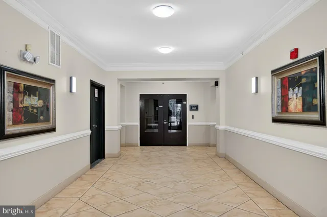 a view of a hallway with a elevator