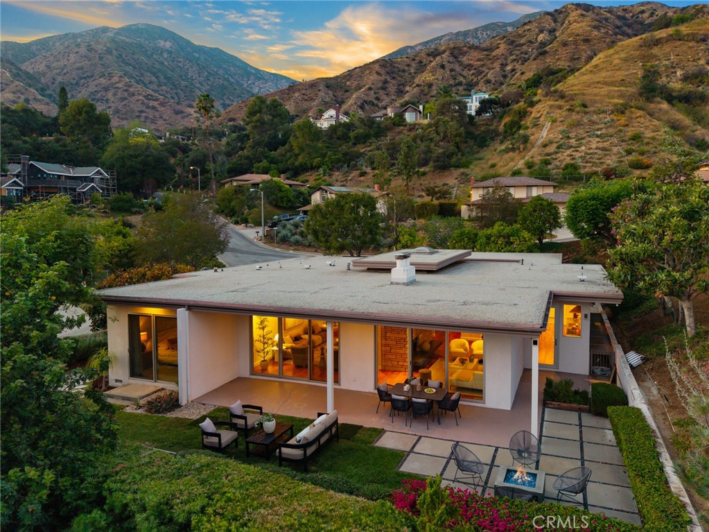 598 Camillo Road Sierra Madre, CA 91024 - Photo 55 of 75 an aerial view of a house with a garden and sitting area