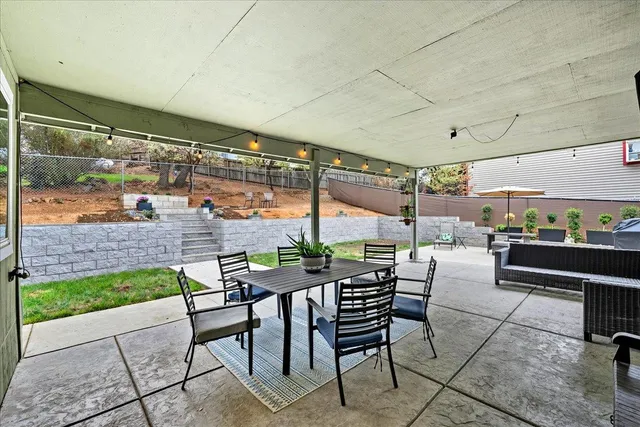 a outdoor space with chairs