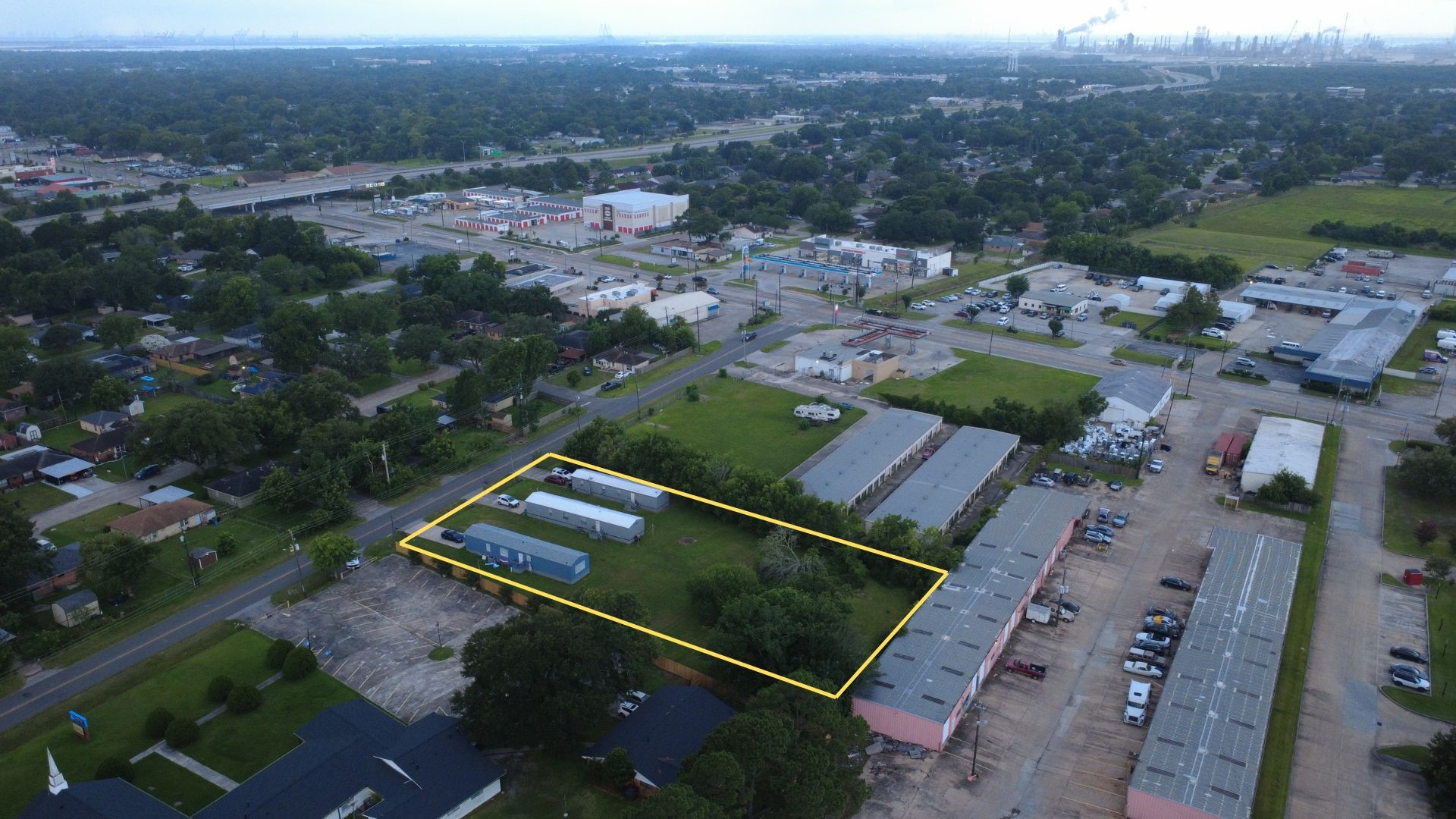 108 Bob Smith Road Baytown, TX 77521 - Photo 4 of 10 Aerial view illustrating proximity to N Main St and surrounding residential/commercial development.