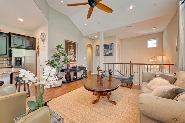 a living room with furniture