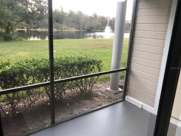 a view of a balcony with lake view