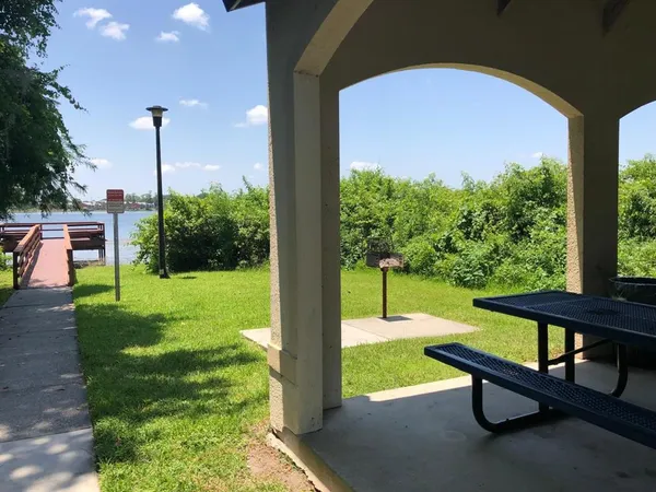 a view of a bench in a garden