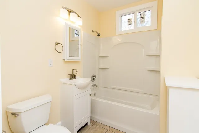 a bathroom with a toilet and a bathtub
