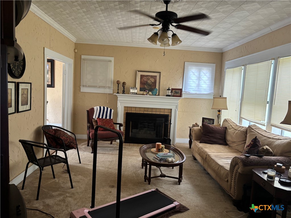 613 East Broadway Street, Unit 5 Cuero, TX 77954 - Photo 12 of 34 a living room with furniture and a fireplace