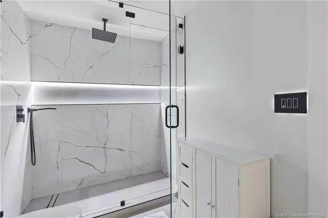 a bathroom with a shower