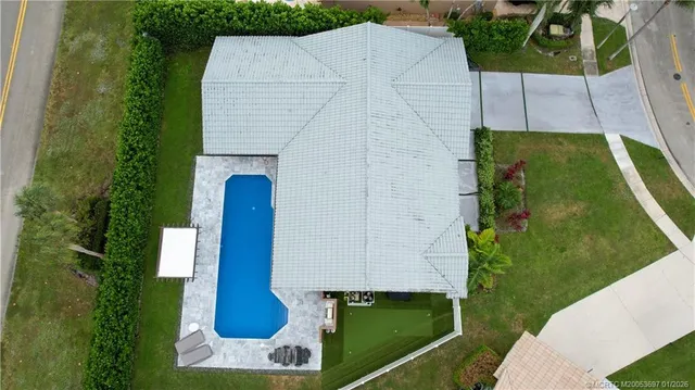 an aerial view of a house