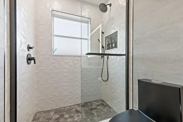 a bathroom with a window