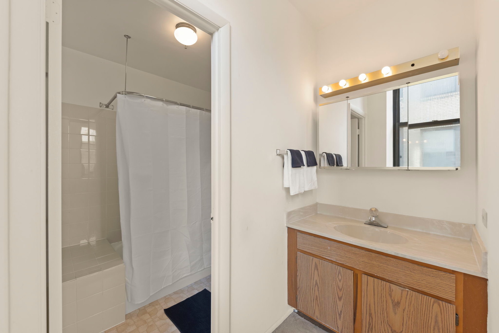 640 South Federal Street, Unit 702 Chicago, IL 60605 - Photo 13 of 24 a bathroom with a sink double vanity and a mirror