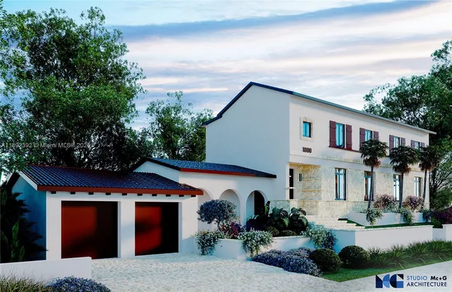 a terrace with outdoor seating and city view