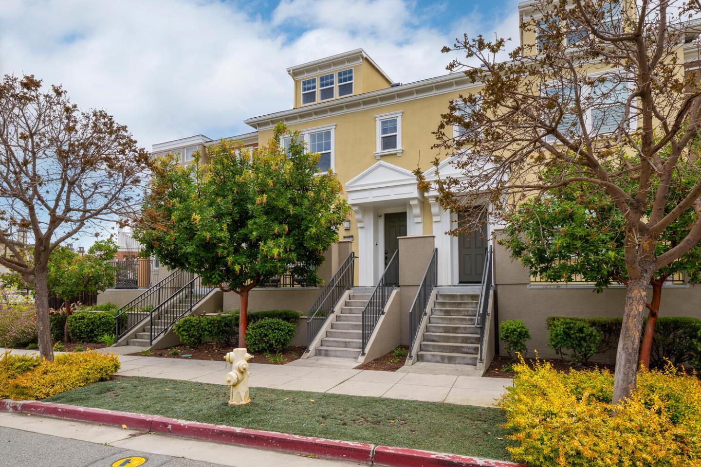 a front view of a house with garden