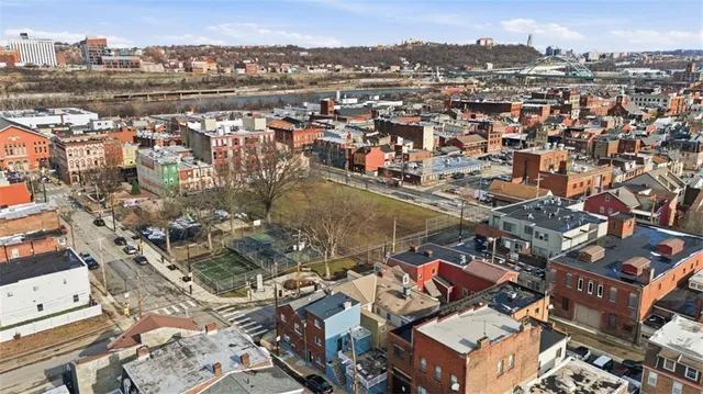 an aerial view of a city