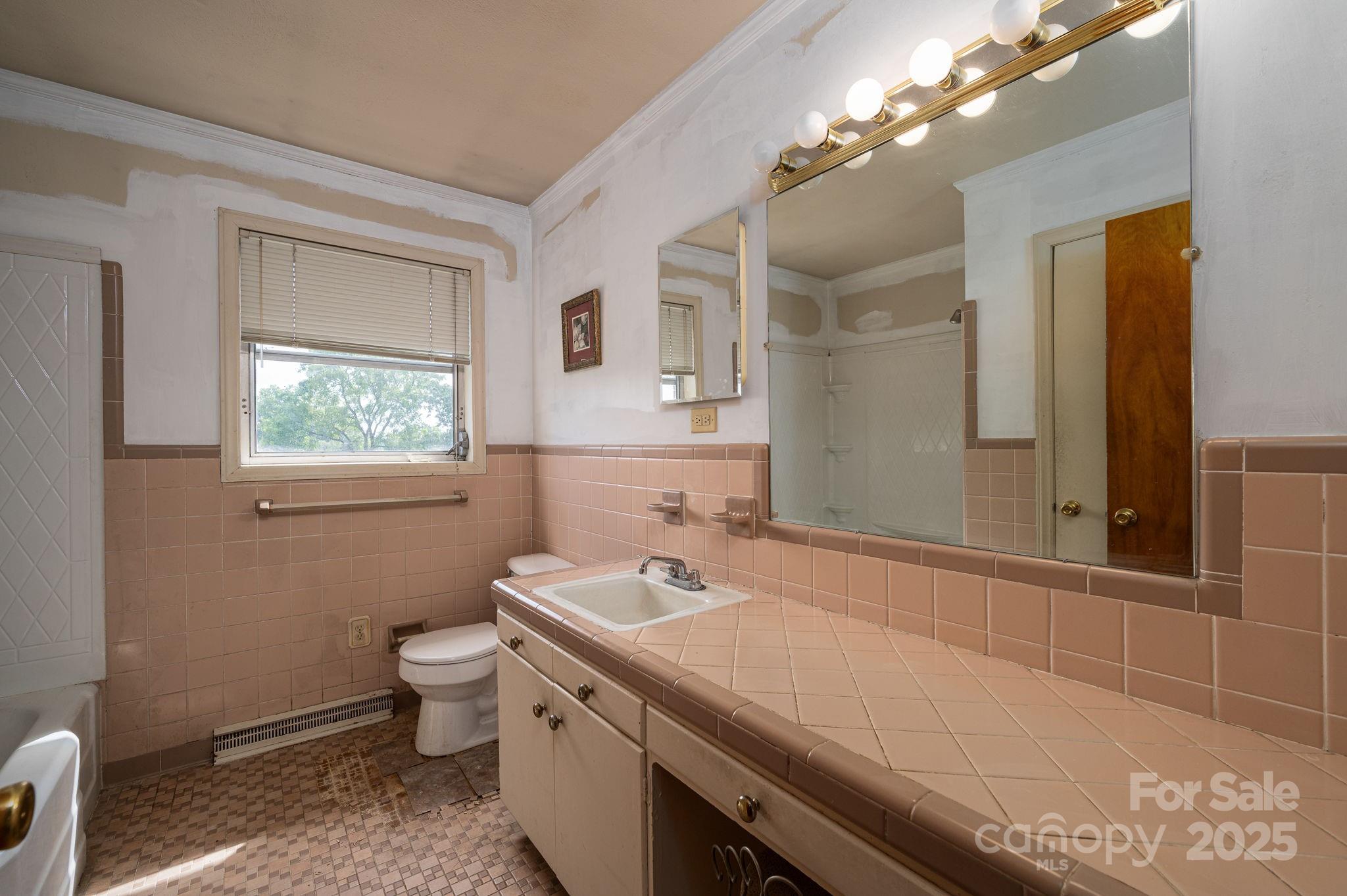 1585 Salem Church Road Lincolnton, NC 28092 - Photo 16 of 31 a bathroom with a granite countertop sink a toilet and mirror