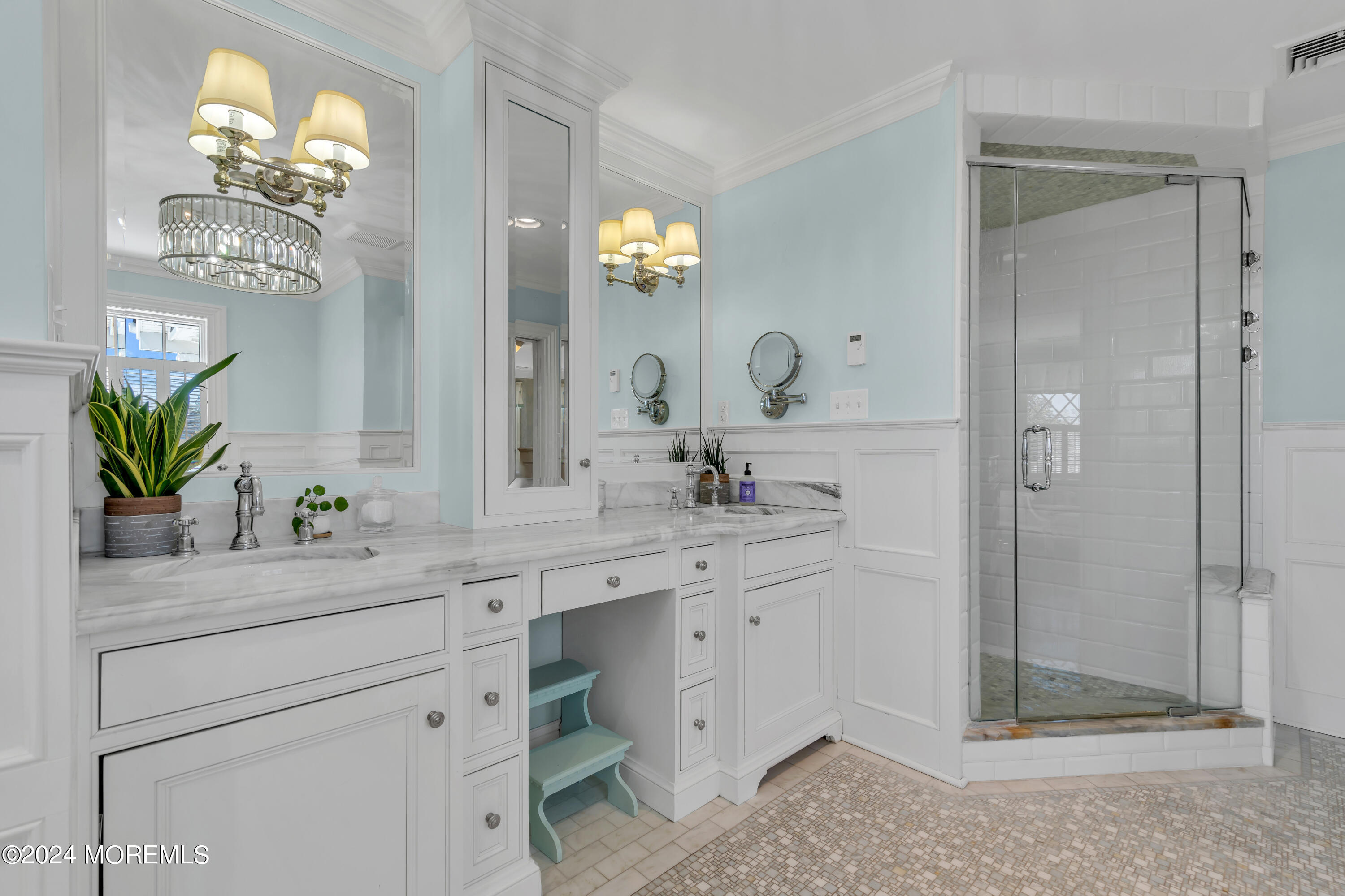 801 5th Avenue Spring Lake, NJ 07762 - Photo 45 of 97 a bathroom with a sink a potted plant and a mirror