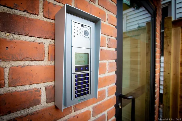 a view of a wooden door