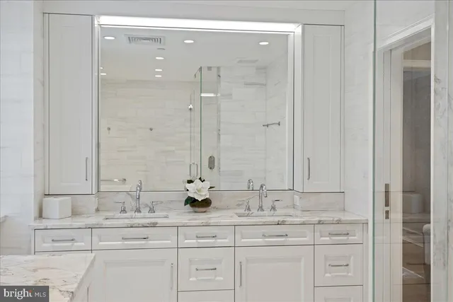 a bathroom with a shower