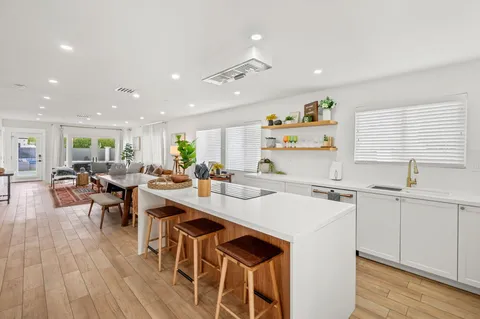 a kitchen with lots of counter top space