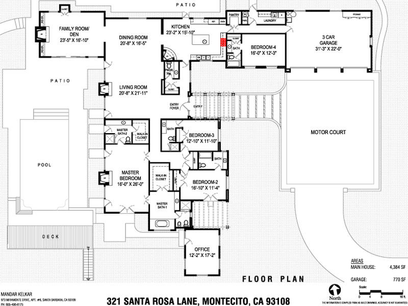 321 Santa Rosa Lane Montecito, CA 93108 - Photo 14 of 14 321 Santa Rosa Lane Floor Plan