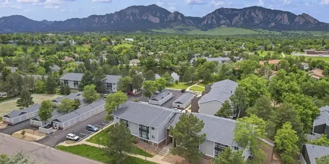 a view of a lush green hillside and a houses