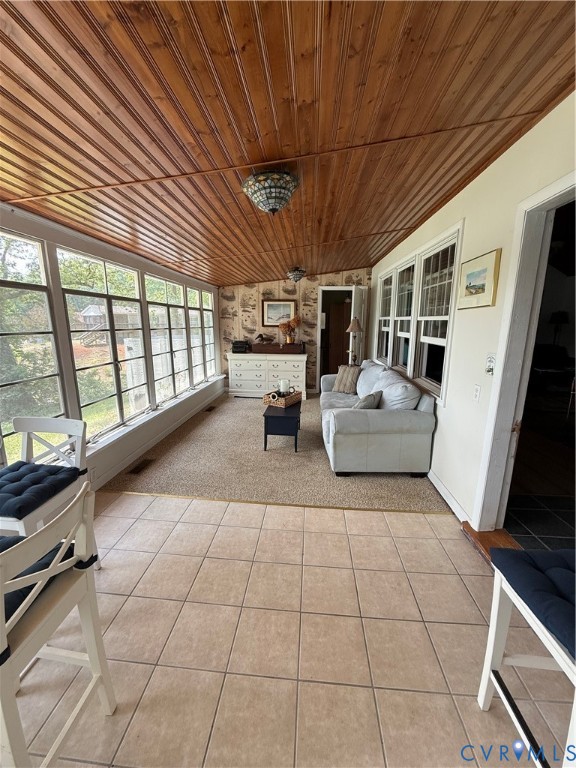 1686 Locust Grove Road Topping, VA 23169 - Photo 19 of 31 Sunroom / solarium with wooden ceiling, tile patte