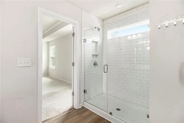 a bathroom with a shower