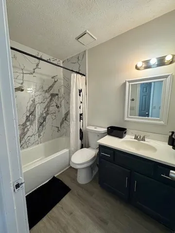 a room with a fireplace