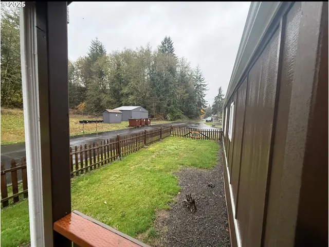 a view of a yard from a window